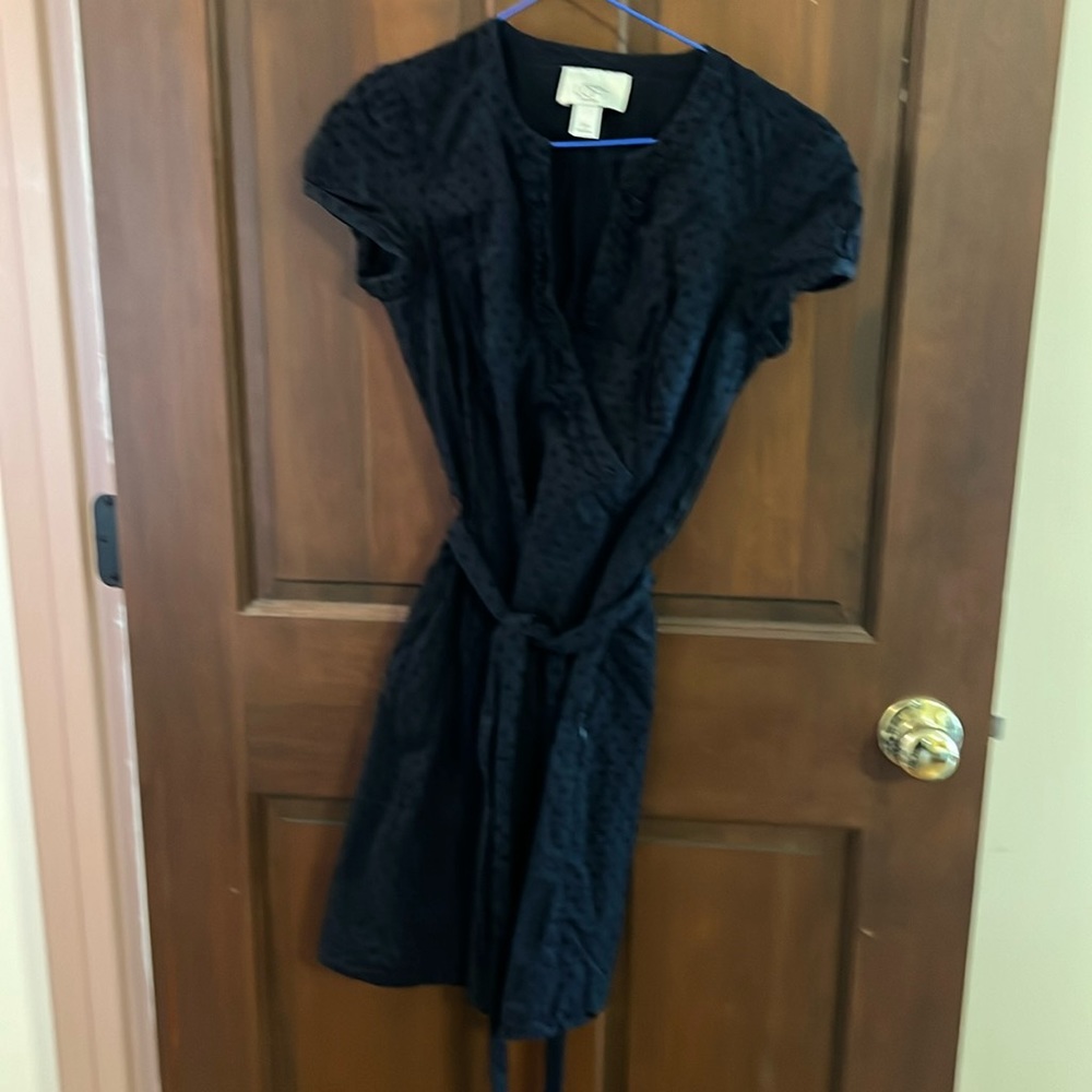 LOFT navy Swiss dot dress 0p
